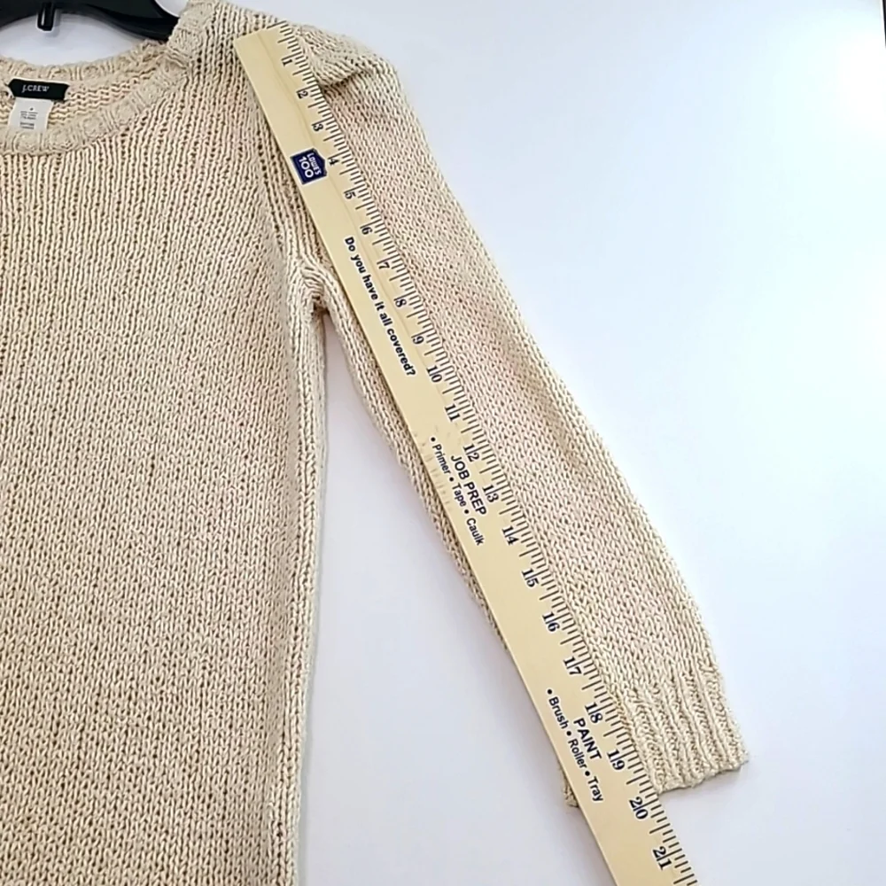 J. CREW Women's Cream Cotton / Lin / Nylon Long Sleeve Sweater‎ - Size Small